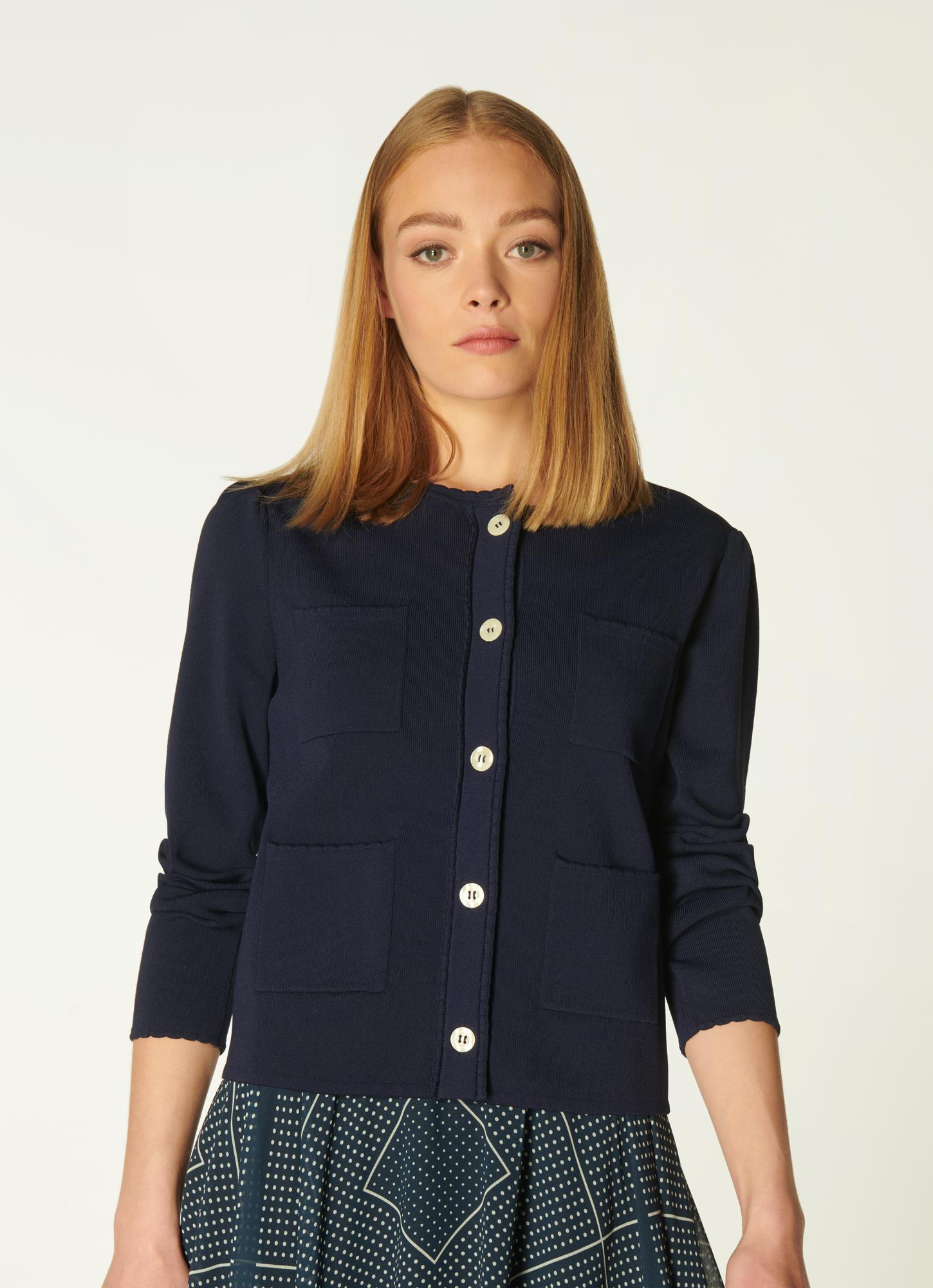 Denise Navy Scallop Edge Cardigan The Archive Sale L.K.Bennett London